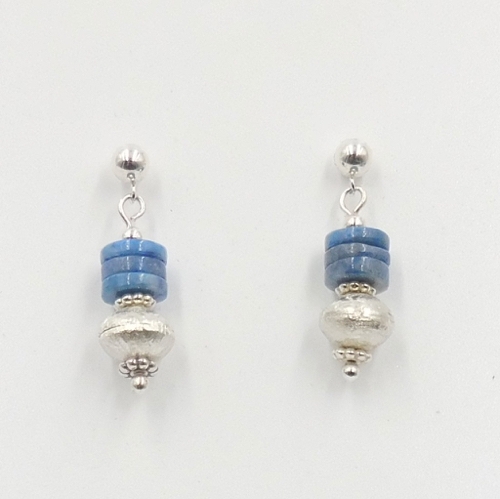 DKC-1199 Earrings, Denim Lapis, Handmade Sterling Beads $80 at Hunter Wolff Gallery